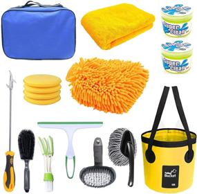 img 4 attached to 🚗 Complete CELYND 16pcs Car Wash Kit: Interior and Exterior Cleaning Tools, Collapsible Bucket & Sponge Towels, Tire Brush, Wash Mitt and More