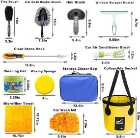 img 3 attached to 🚗 Complete CELYND 16pcs Car Wash Kit: Interior and Exterior Cleaning Tools, Collapsible Bucket & Sponge Towels, Tire Brush, Wash Mitt and More