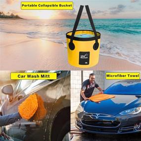 img 1 attached to 🚗 Complete CELYND 16pcs Car Wash Kit: Interior and Exterior Cleaning Tools, Collapsible Bucket & Sponge Towels, Tire Brush, Wash Mitt and More