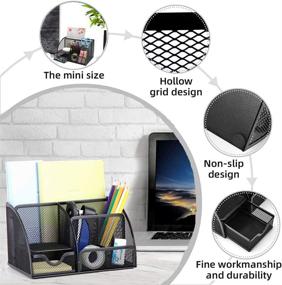 img 3 attached to 📦 Black Mesh Desk Organizer and Accessories by Soffiya – 6 Compartments + Sliding Drawer for Optimal Organization