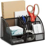 📦 black mesh desk organizer and accessories by soffiya – 6 compartments + sliding drawer for optimal organization логотип