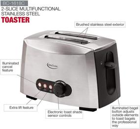 img 3 attached to Efficient and Versatile Betty Crocker BC-1618C Toaster: Sleek Brushed Stainless Steel Design for 2-Slice Multifunctional Toasting