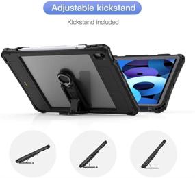 img 1 attached to 💦 Waterproof iPad Air 4th Generation Case with Pencil Holder, Stand, and Full Body Protection - Black