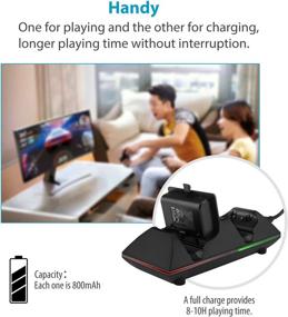 img 2 attached to 🔌 MoKo Xbox One Controller Charger with 2 Rechargeable Battery 800mAh, Dual Charging Station for Xbox One/One S/One X/Xbox One Elite Controllers - Black