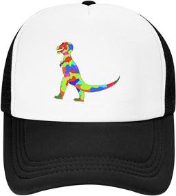 img 4 attached to Wisedeal Kids' Vibrant Prehistoric Dinosaur Hat: Adjustable Mesh Trucker Baseball Cap for Boys & Girls - Perfect Youth Birthday Gift