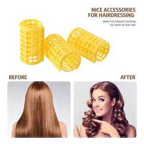 img 1 attached to 🎀 12-Piece Snap-On Hair Roller Set: Large Plastic Curlers with Steel Pintail Comb - Yellow, 6.8 x 3.6cm