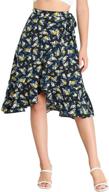 stylish floral tie waist asymmetric summer ruffle wrap skirt for women logo