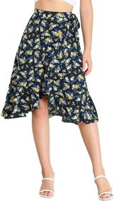 img 4 attached to Stylish Floral Tie Waist Asymmetric Summer Ruffle Wrap Skirt for Women