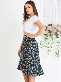 img 1 attached to Stylish Floral Tie Waist Asymmetric Summer Ruffle Wrap Skirt for Women