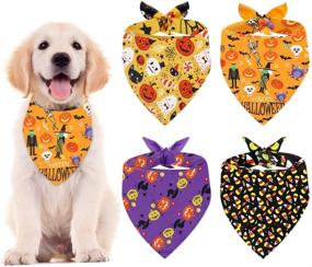 img 4 attached to Halloween Dog Bandanas: Spooky Pet Scarves for a Perfect Costume - Set of 4