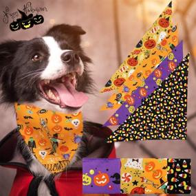 img 1 attached to Halloween Dog Bandanas: Spooky Pet Scarves for a Perfect Costume - Set of 4