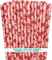 strawberry pattern paper straws inches logo