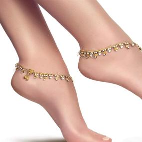 img 3 attached to 💍 Exquisite Ethnic Gold Plated Payal Anklet Pair with Tiny Pearls & Cubic Zirconia for Bridal Indian Pakistani Look