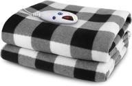 optimized: biddeford micro plush electric heated blanket with digital controller, throw, black/white buffalo check logo