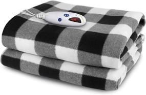 img 1 attached to Optimized: Biddeford Micro Plush Electric Heated Blanket with Digital Controller, Throw, Black/White Buffalo Check