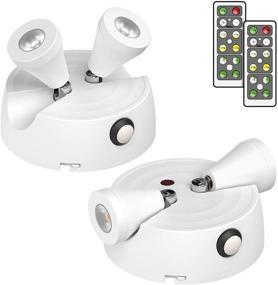 img 4 attached to 🖼️ Olafus 2 Pack LED Wireless Spotlight: Dimmable, Battery Operated Accent Lights for Paintings, Artwork, and Closet - Remote Control, 400LM, 2700K Warm White