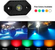 🔆 highly durable led rock light (fba delivery) - waterproof ip68 ip69k underbody glow trail rig lamp - underglow deck light - crawling lamp for truck jeep atv utv offroad boat (amber) logo