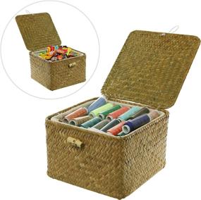 img 3 attached to 📦 MyGift Hand Woven Rattan Storage Basket: Stylish Home Organizer with Hinged Lid and Removable Fabric Liner