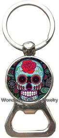 img 2 attached to 🔑 Sugar Skull Key Ring Bottle Opener Keychain, Simple Bottle Opener Keychain, Halloween Jewelry, Charm Key Ring, Everyday Jewelry - PU014