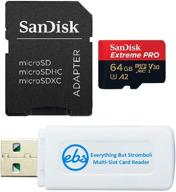 📷 sandisk extreme pro 64gb micro memory card for dji mavic mini drone: 4k v30 u3 sdxc bundle with everything but stromboli reader logo