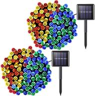 🌈 jmexsuss solar string lights: 2 pack 100led 32.8ft 8 modes - waterproof & multicolor - perfect for gardens, weddings, parties, christmas, and outdoor decor логотип