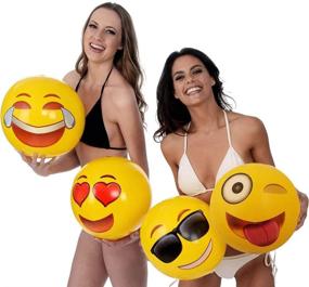 img 1 attached to 🕶️ 18-Inch Coconut Float Emoji Beach Ball Sunglasses, Cool Shades Emoji Beach Ball
