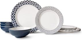 img 4 attached to 🍽️ Bowla 12 Piece Melamine Dinnerware Set: Stylish and Durable for Every Occasion