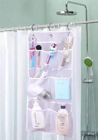 img 3 attached to 🧴 340oz/1000ml Hanging Mesh Pockets Shampoo Shower Organizer with Over the Door Hooks by MISSLO: Maximizing Bathroom Storage