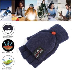 img 3 attached to 🧤 USB Heated Gloves - Stay Cozy in Winter with Full and Half Finger Knitted Gloves, Double-Sided Heating for Men and Women (Light Blue)