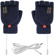 🧤 usb heated gloves - stay cozy in winter with full and half finger knitted gloves, double-sided heating for men and women (light blue) logo