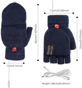 img 1 attached to 🧤 USB Heated Gloves - Stay Cozy in Winter with Full and Half Finger Knitted Gloves, Double-Sided Heating for Men and Women (Light Blue)