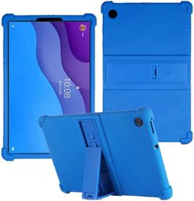 img 4 attached to 📱 HminSen Navy Blue Silicone Stand Cover for Lenovo Tab M10 HD 2nd Gen 10.1 Inch 2020 (TB-X306F TB-X306X) - Kids Friendly Case for Lenovo Tab M10 HD 10.1" Tablet