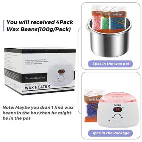 img 2 attached to 🔥 Bopika Wax Warmer Hair Removal Kit - Digital Display, Adjustable Temperature - Includes 4Pack Hard Wax Beans and 10Pcs Wax Applicator Sticks (White)