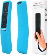 🔵 akwox silicone remote case: shockproof and washable for samsung bn59-01241a bn59-01242a bn59-01292a remote with lanyard (blue) logo