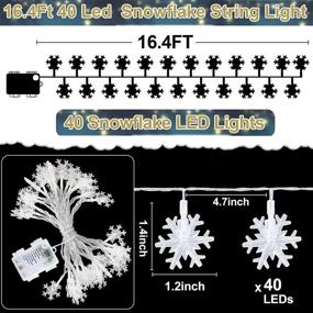 img 2 attached to 🎄 Christmas Snowflake Lights Decor, TURNMEON 40 LED 16.4 Ft Fairy String Lights with Timer Remote 8 Modes, Waterproof Battery Operated Christmas Tree Lights Decoration for Indoor Outdoor Home Bedroom (Cool White)