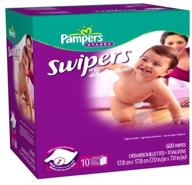 👶 pampers swipers baby wipes refills - 600 total wipes in ten 60-count packages logo
