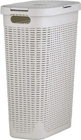 img 2 attached to 🧺 Superio Narrow Laundry Hamper Wicker 40L - Ivory Beige Basket with Easy Open Lid and Durable Plastic Handles