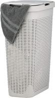 🧺 superio narrow laundry hamper wicker 40l - ivory beige basket with easy open lid and durable plastic handles логотип