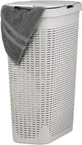 img 4 attached to 🧺 Superio Narrow Laundry Hamper Wicker 40L - Ivory Beige Basket with Easy Open Lid and Durable Plastic Handles