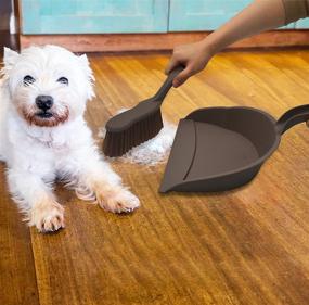 img 3 attached to 🔍 Durable Dustpan and Brush Set with Hand Broom Whisk - Perfect for Camping, Keyboard Cleaning, Small Messes, and Pet Owners! Regular Size - (Brown)