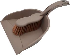 img 4 attached to 🔍 Durable Dustpan and Brush Set with Hand Broom Whisk - Perfect for Camping, Keyboard Cleaning, Small Messes, and Pet Owners! Regular Size - (Brown)