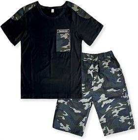 img 3 attached to 👕 Versatile Camouflage Outfits: Boys' Sleeve Pieces Clothing Sets