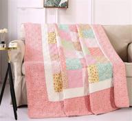 🛋️ kinbedy patchwork quilt: reversible floral print blanket for couch, sofa, twin bed - 100% cotton quality (pink, twin size: 60"x80") logo