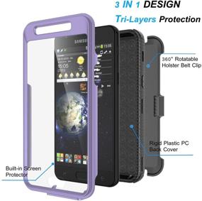 img 3 attached to Njjex Чехол для Galaxy J3 Orbit: Премиум чехол с поворотным клипсом для телефона на поясе для Samsung J3 2018/J3 Eclipse 2/J3 Achieve/Express Prime 3/Amp Prime 3/J3 Prime 2/J3 Emerge/J3 V 3rd Gen/J3 Aura/J3 Star - фиолетовый