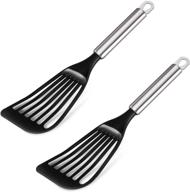 🍳 2pcs tenta kitchen nonstick cookware set: thin slotted egg spatula turner & flexible metal fish spatula - wide blade, lightweight, heat resistant. stainless steel handle for easy use. logo