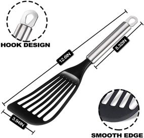 img 3 attached to 🍳 2PCS Tenta Kitchen Nonstick Cookware Set: Thin Slotted Egg Spatula Turner & Flexible Metal Fish Spatula - Wide Blade, Lightweight, Heat Resistant. Stainless Steel Handle for Easy Use.