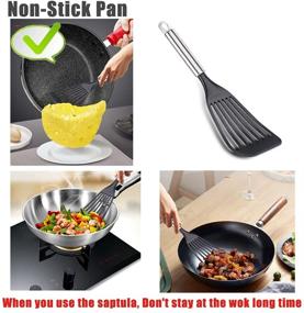 img 1 attached to 🍳 2PCS Tenta Kitchen Nonstick Cookware Set: Thin Slotted Egg Spatula Turner & Flexible Metal Fish Spatula - Wide Blade, Lightweight, Heat Resistant. Stainless Steel Handle for Easy Use.