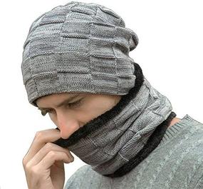 img 4 attached to 🧣 Stay Cozy and Stylish: Winter Beanie Hat Scarf Set for Men with Fleece Lining