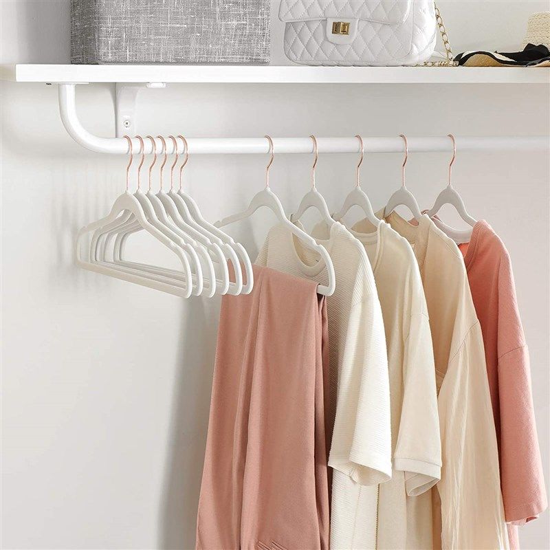 Hangorize 60 Standard Everyday White Plastic Hangers, Long Lasting