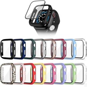 img 4 attached to Симпатичный жесткий чехол Cuteey 16-Pack для Apple Watch SE Series 6 5 4 44 мм с защитным закаленным стеклом для экрана - общая полная защитная панель из ПК для аксессуаров iWatch 44 мм (16 цветов, 44 мм)